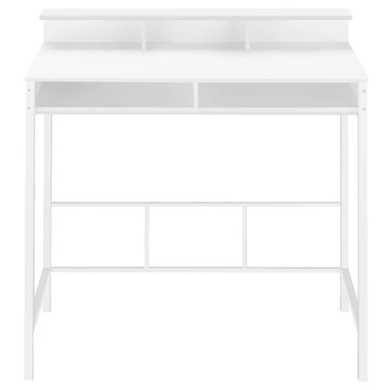 Computer desk - standing height / hutch / 2 open shelves - 48"l - white / whi - Monarch