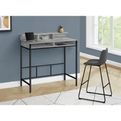 Computer desk - standing height / hutch / 2 open shelves - 48"l - grey / blac - Monarch
