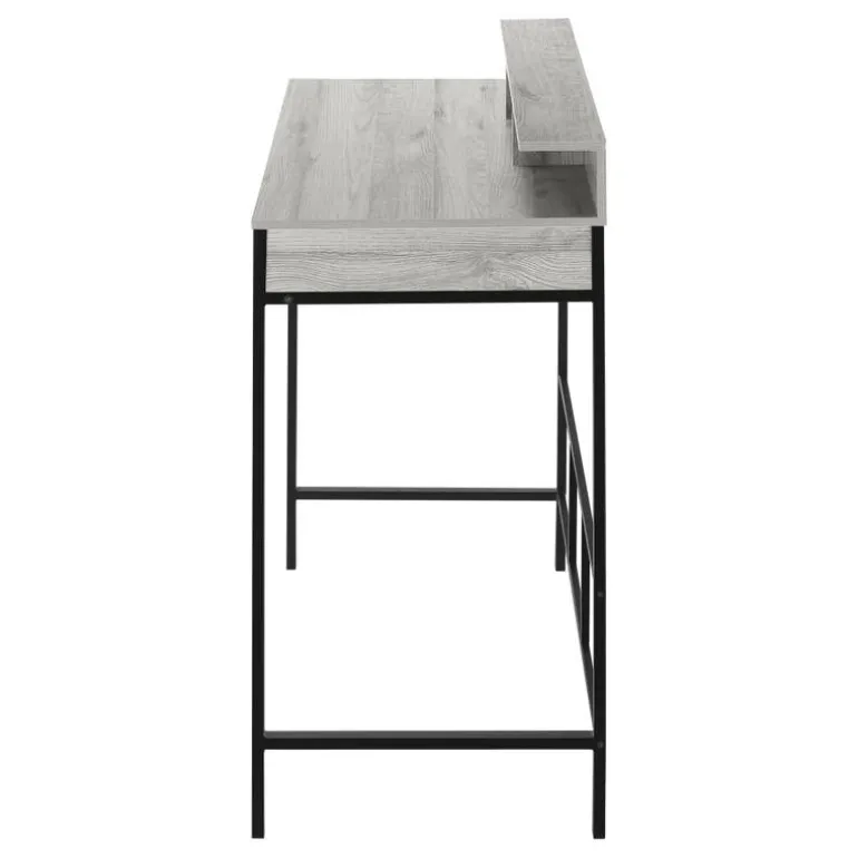 Computer desk - standing height / hutch / 2 open shelves - 48"l - grey / blac - Monarch