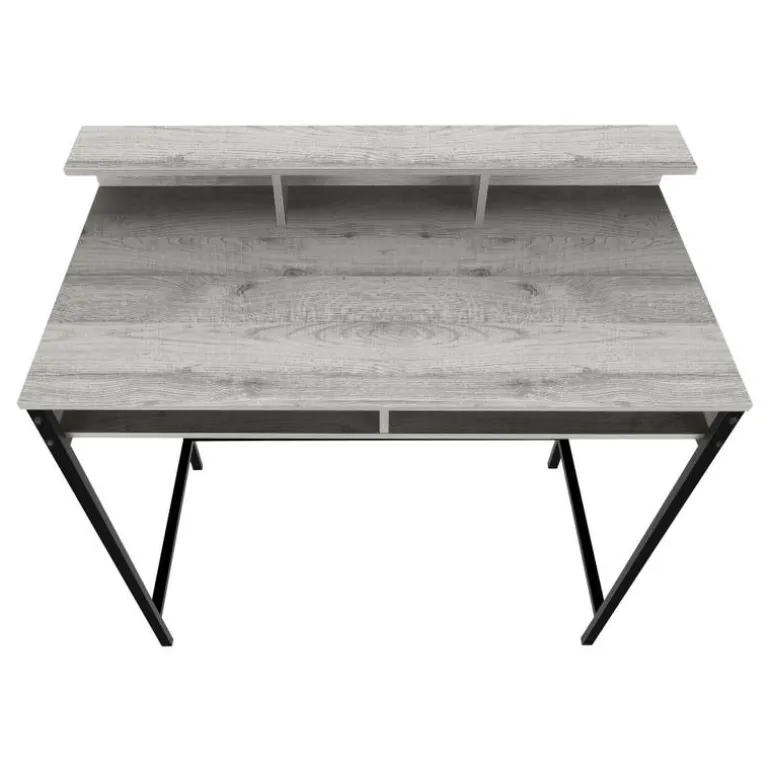 Computer desk - standing height / hutch / 2 open shelves - 48"l - grey / blac - Monarch