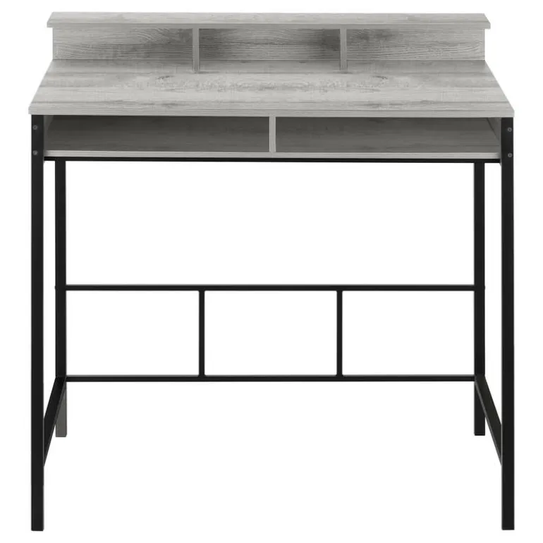 Computer desk - standing height / hutch / 2 open shelves - 48"l - grey / blac - Monarch