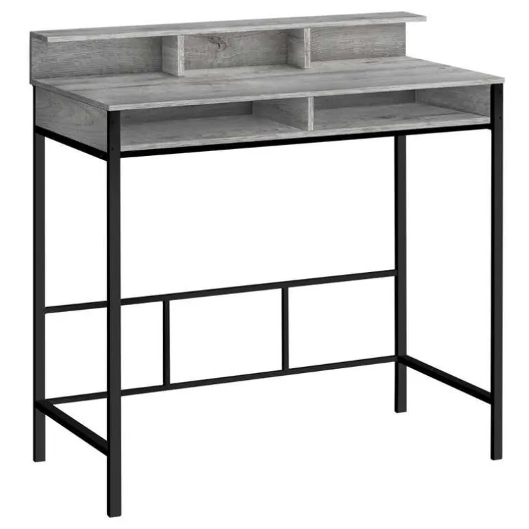 Computer desk - standing height / hutch / 2 open shelves - 48"l - grey / blac - Monarch