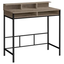 Computer desk - standing height / hutch / 2 open shelves - 48"l - dark taupe - Monarch