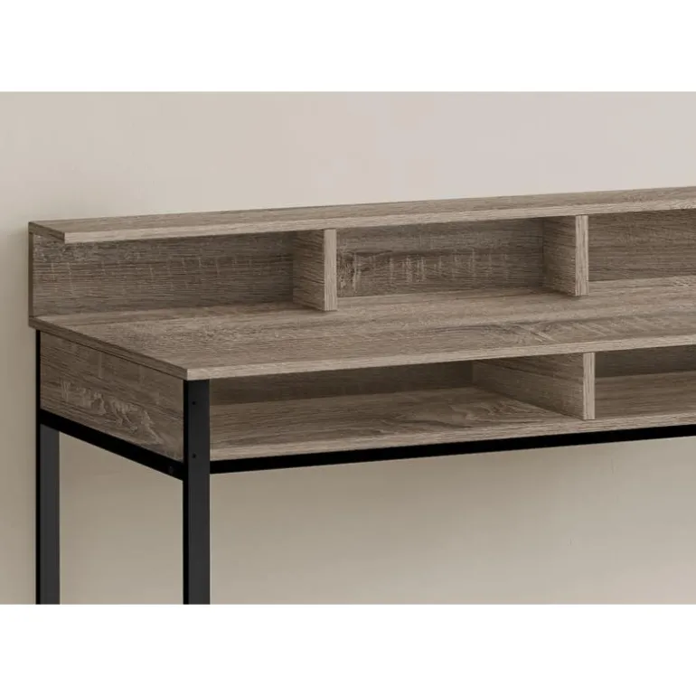 Computer desk - standing height / hutch / 2 open shelves - 48"l - dark taupe - Monarch