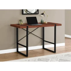 Computer desk - thick-panel desktop / inset metal legs - 48"l - cherry wood-l - Monarch