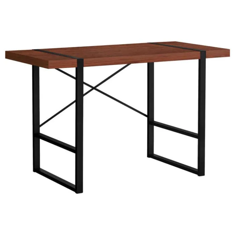 Computer desk - thick-panel desktop / inset metal legs - 48"l - cherry wood-l - Monarch