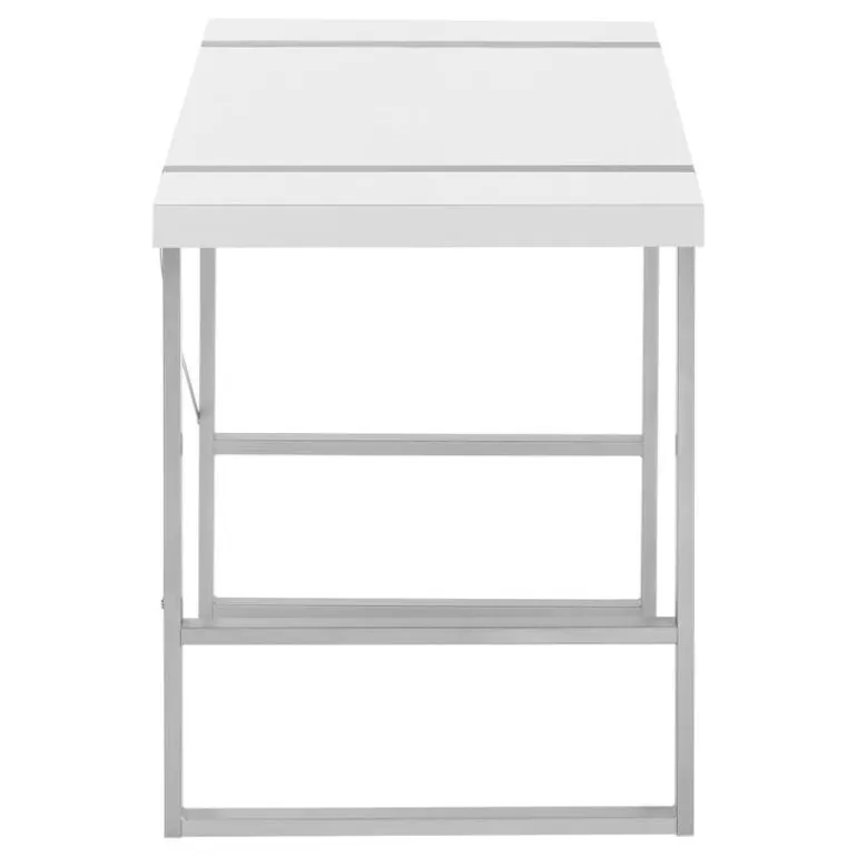 Computer desk - thick-panel desktop / inset metal legs - 48"l - white / silve - Monarch