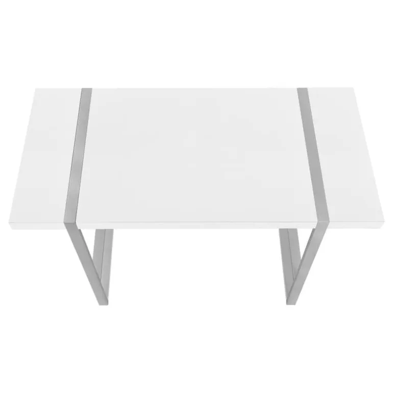 Computer desk - thick-panel desktop / inset metal legs - 48"l - white / silve - Monarch