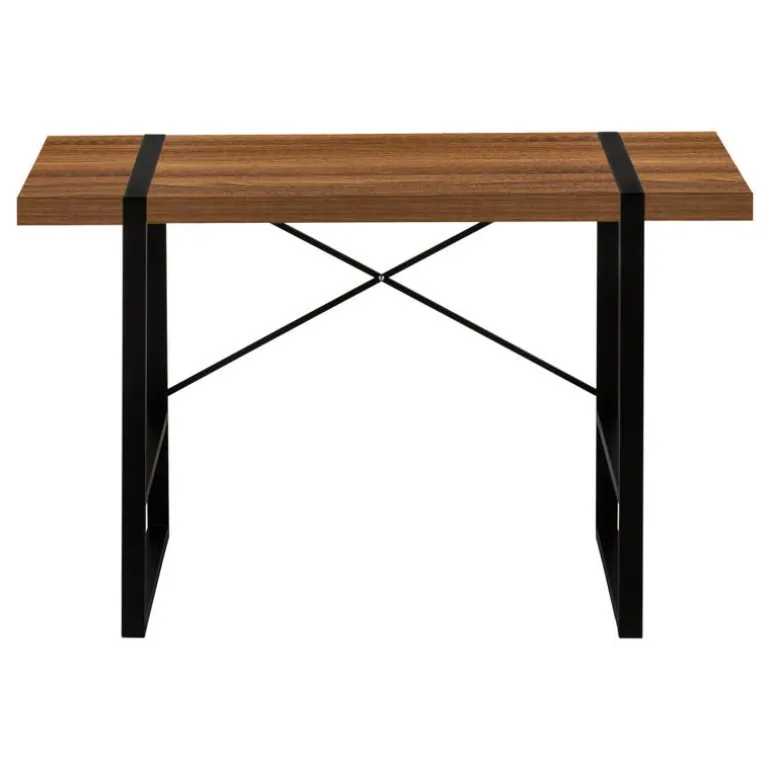 Computer desk - thick-panel desktop / inset metal legs - 48"l - walnut wood-l - Monarch