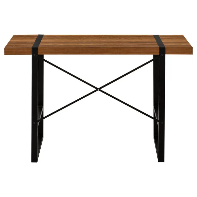 Computer desk - thick-panel desktop / inset metal legs - 48"l - walnut wood-l - Monarch