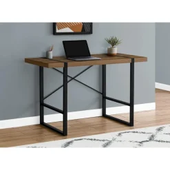 Computer desk - thick-panel desktop / inset metal legs - 48