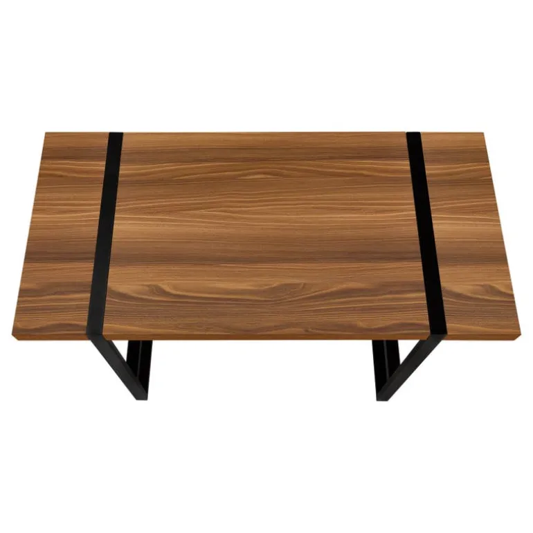 Computer desk - thick-panel desktop / inset metal legs - 48"l - walnut wood-l - Monarch