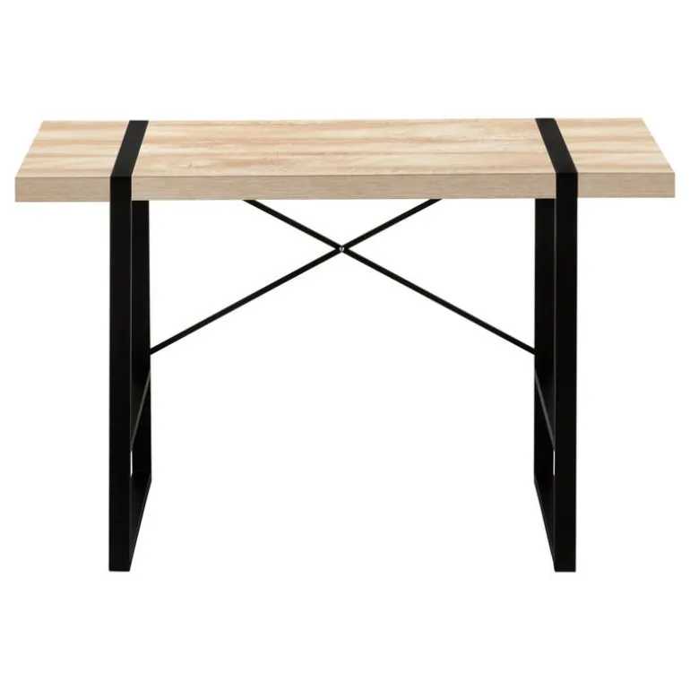 Computer desk - thick-panel desktop / inset metal legs - 48"l - natural wood- - Monarch