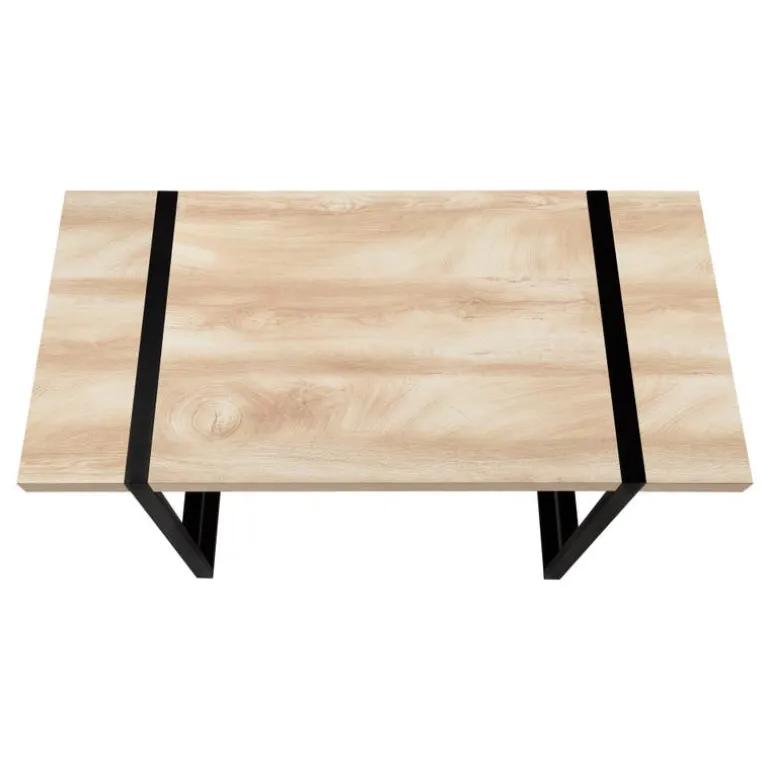 Computer desk - thick-panel desktop / inset metal legs - 48"l - natural wood- - Monarch
