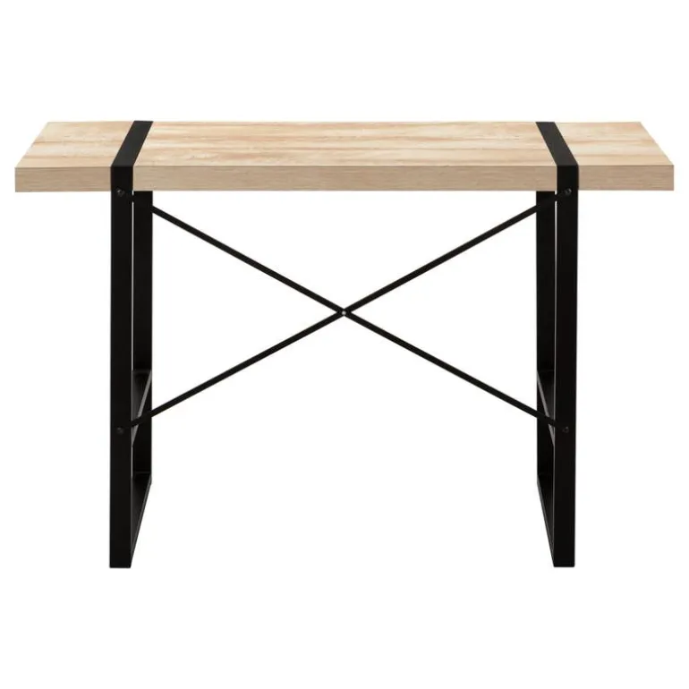 Computer desk - thick-panel desktop / inset metal legs - 48"l - natural wood- - Monarch