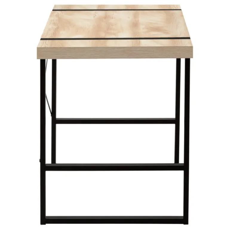 Computer desk - thick-panel desktop / inset metal legs - 48"l - natural wood- - Monarch