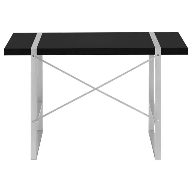 Computer desk - thick-panel desktop / inset metal legs - 48"l - black / silve - Monarch