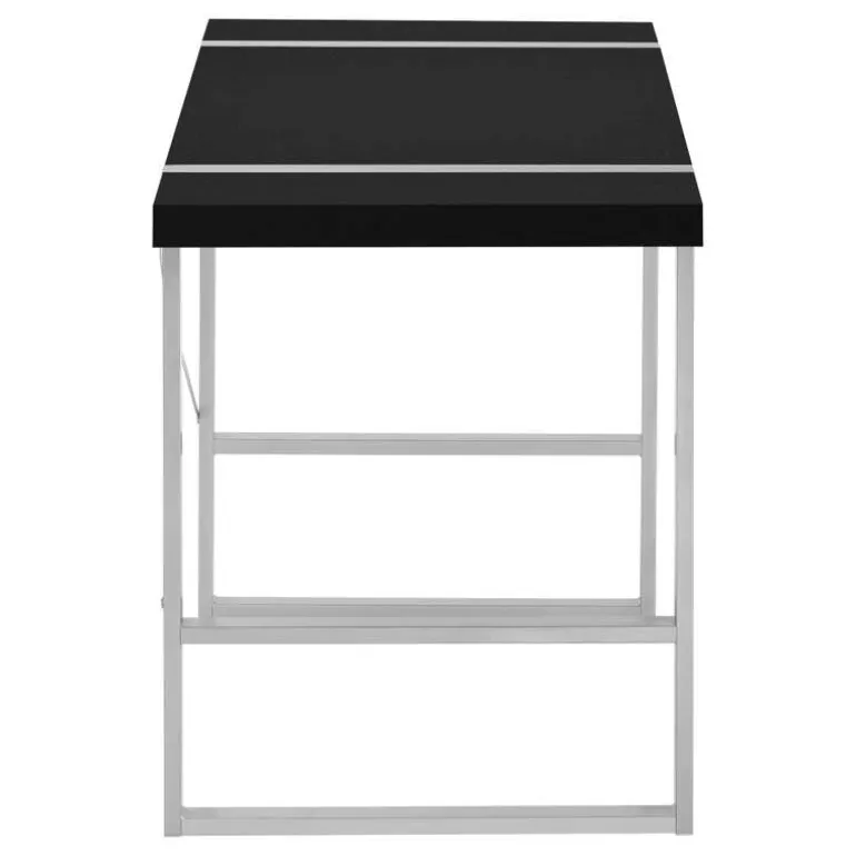 Computer desk - thick-panel desktop / inset metal legs - 48"l - black / silve - Monarch