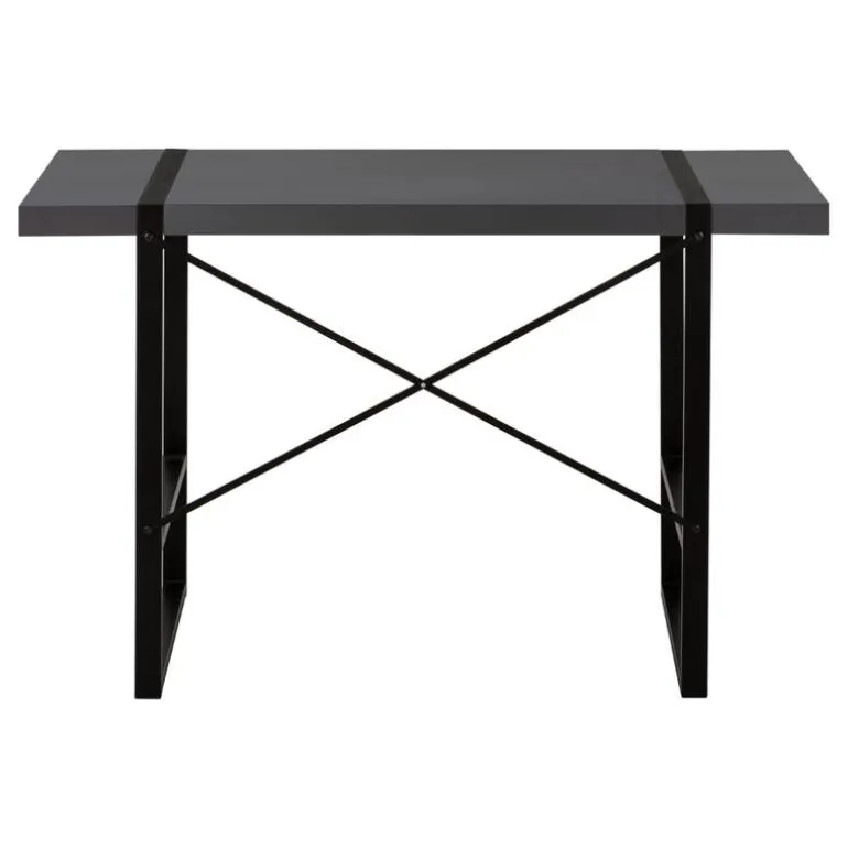 Computer desk - thick-panel desktop / inset metal legs - 48"l - modern grey / - Monarch
