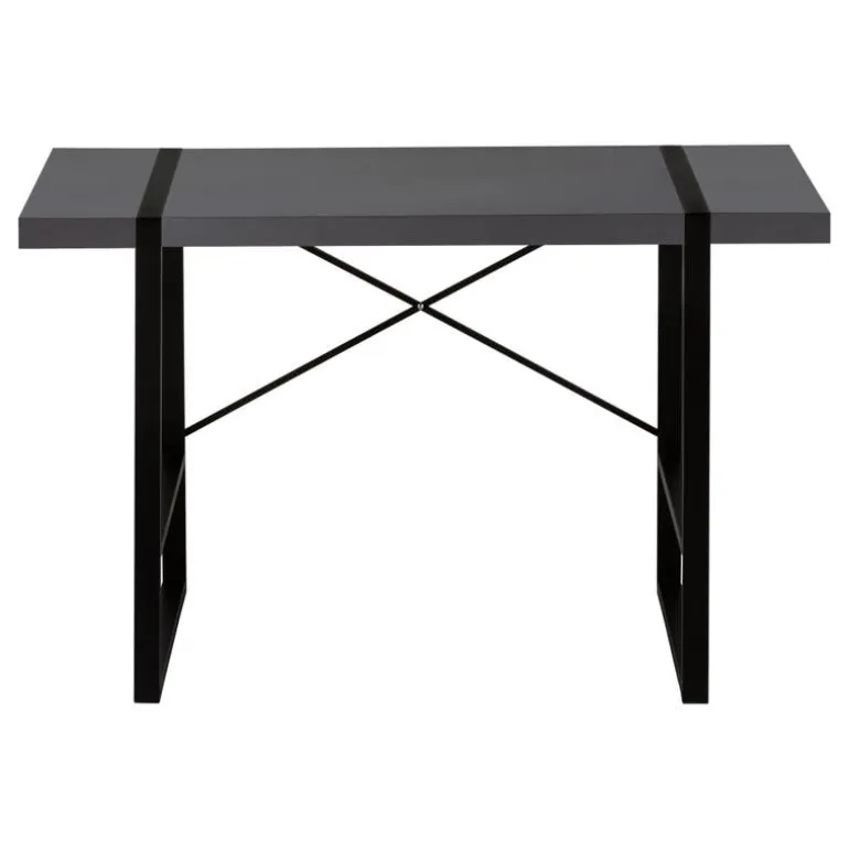 Computer desk - thick-panel desktop / inset metal legs - 48"l - modern grey / - Monarch