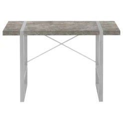 Computer desk - thick-panel desktop / inset metal legs - 48"l - grey concrete - Monarch