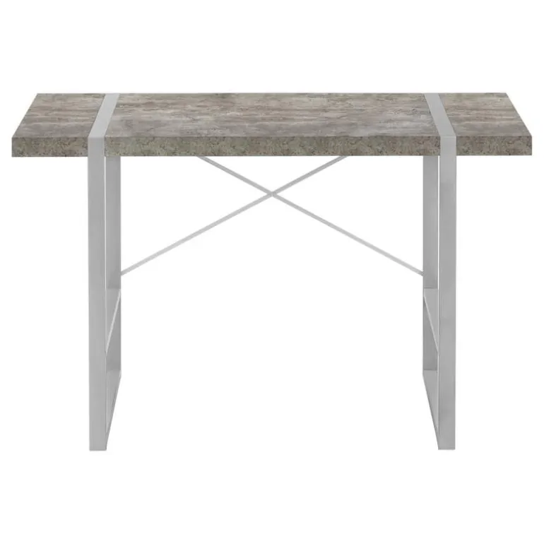 Computer desk - thick-panel desktop / inset metal legs - 48"l - grey concrete - Monarch