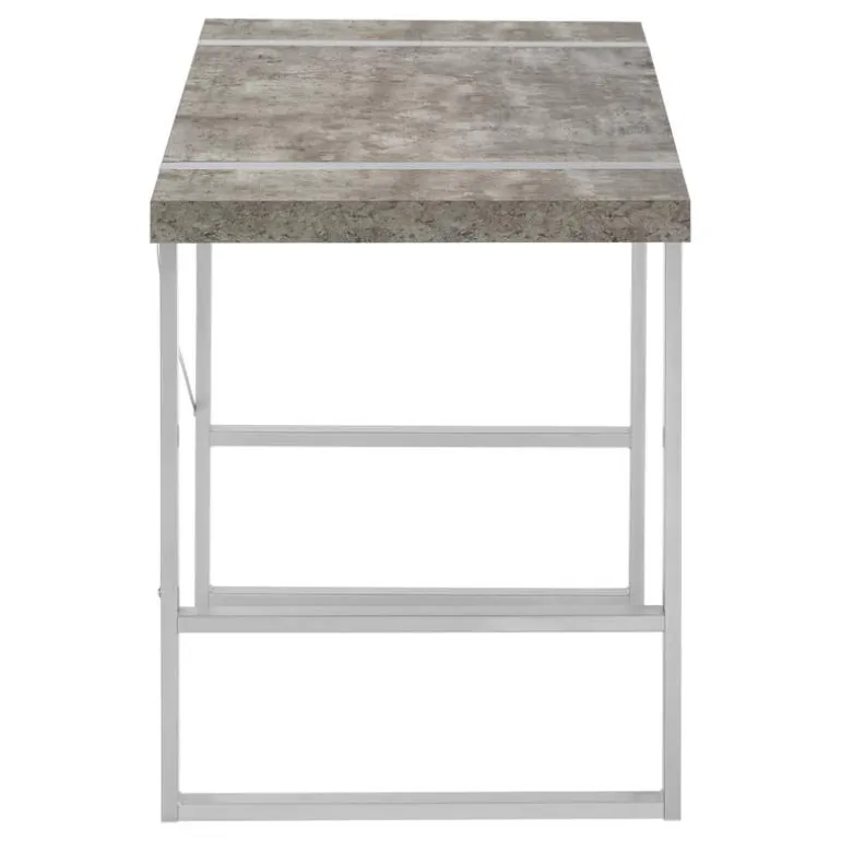 Computer desk - thick-panel desktop / inset metal legs - 48"l - grey concrete - Monarch