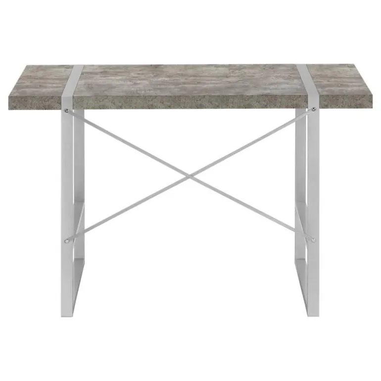 Computer desk - thick-panel desktop / inset metal legs - 48"l - grey concrete - Monarch
