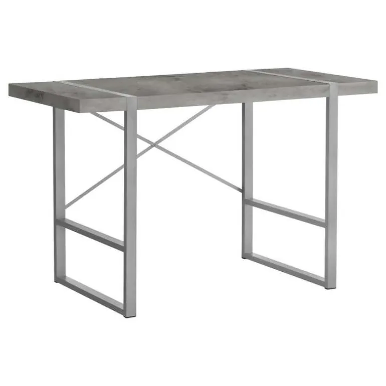 Computer desk - thick-panel desktop / inset metal legs - 48"l - grey concrete - Monarch