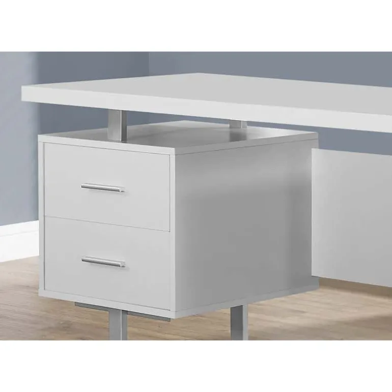 Computer desk / white and silver metal - Monarch