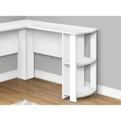 Computer desk - white l-shaped corner / 2 shelves - Monarch