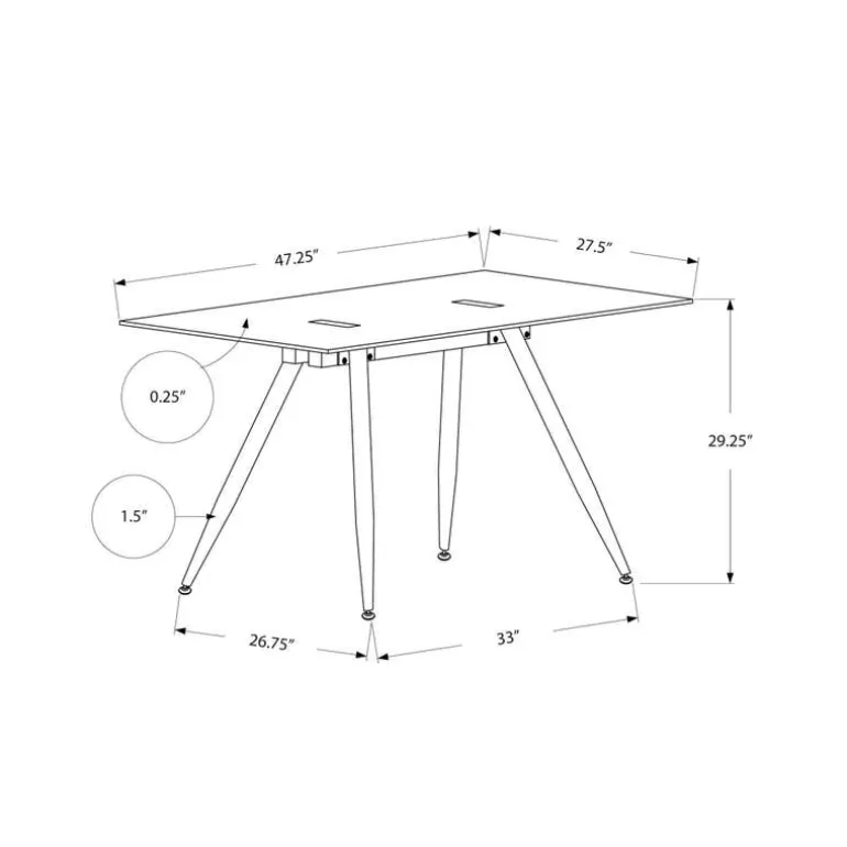 Computer desk - 28"x 48" / white / 8mm tempered glass - Monarch