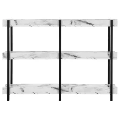 Console table - 3 tier / shelves / rectangular / metal legs - 48