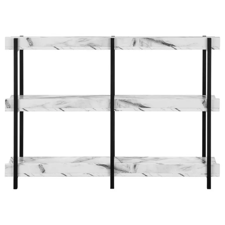 Console table - 3 tier / shelves / rectangular / metal legs - 48"l - white ma - Monarch