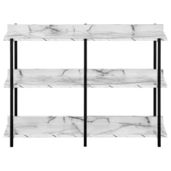 Console table - 3 tier / shelves / rectangular / metal legs - 48