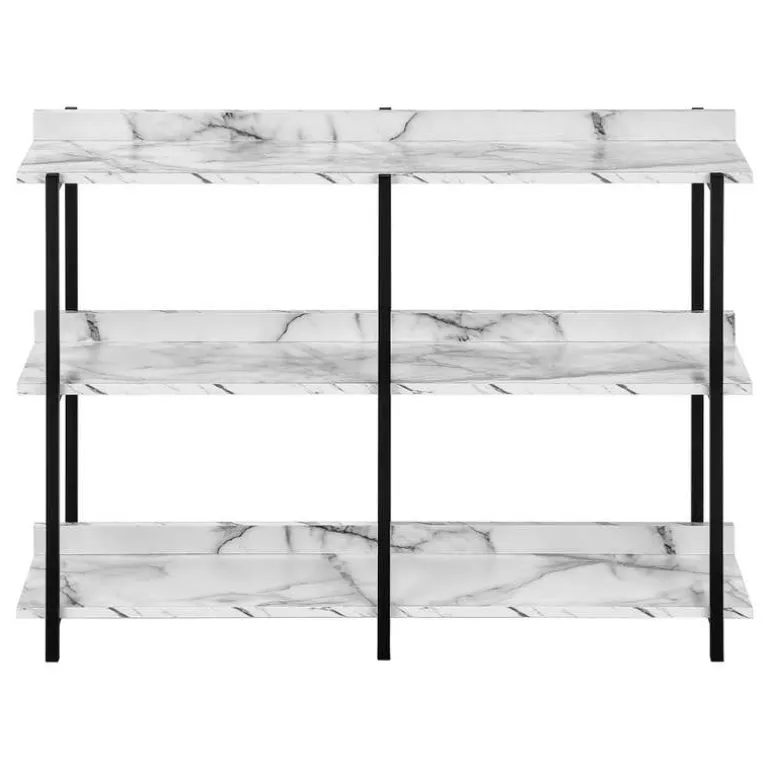 Console table - 3 tier / shelves / rectangular / metal legs - 48"l - white ma - Monarch