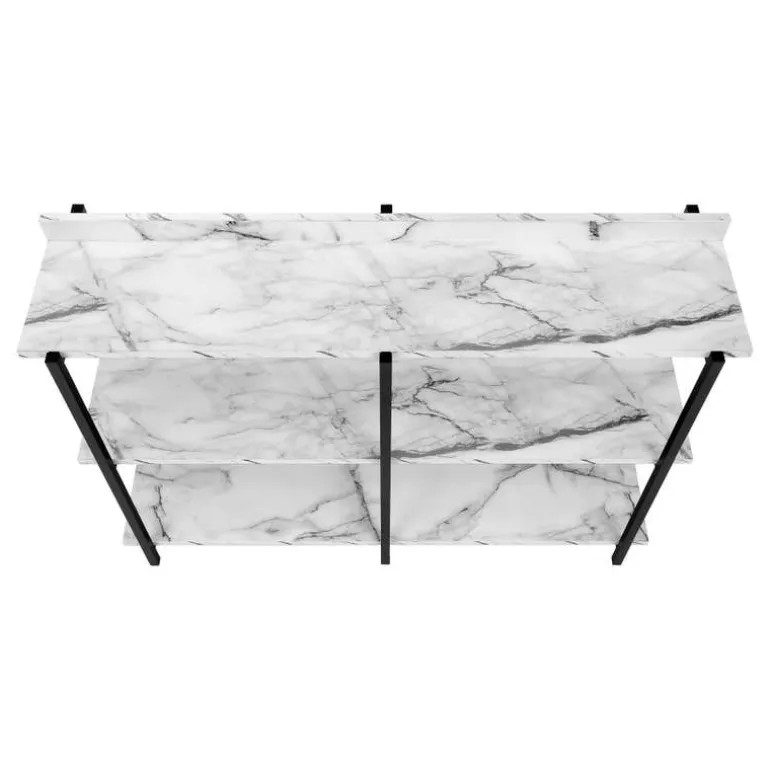 Console table - 3 tier / shelves / rectangular / metal legs - 48"l - white ma - Monarch