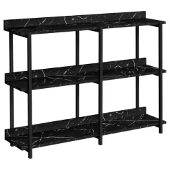 Console table - 3 tier / shelves / rectangular / metal legs - 48"l - black ma - Monarch