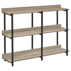 Console table - 3 tier / shelves / rectangular / metal legs - 48"l - dark tau - Monarch