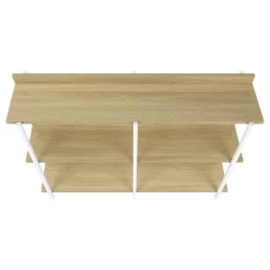 Console table - 3 tier / shelves / rectangular / metal legs - 48"l - natural - Monarch