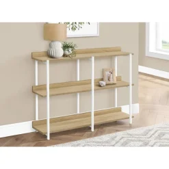 Console table - 3 tier / shelves / rectangular / metal legs - 48