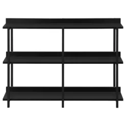 Console table - 3 tier / shelves / rectangular / metal legs - 48"l - black / - Monarch