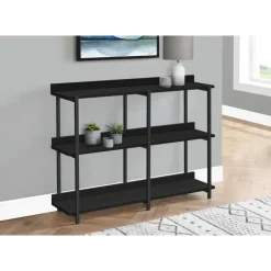 Console table - 3 tier / shelves / rectangular / metal legs - 48