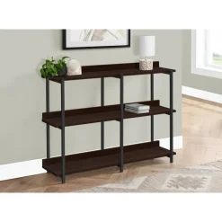 Console table - 3 tier / shelves / rectangular / metal legs - 48
