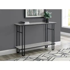 Console table - h-frame sides / 1 shelf / rectangular - 48"l - grey wood-look - Monarch