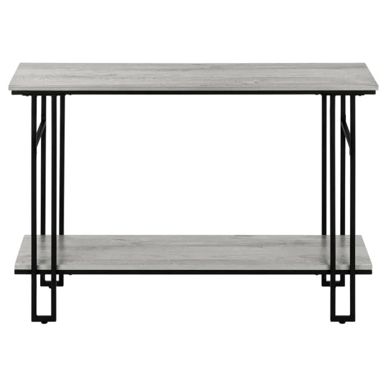 Console table - h-frame sides / 1 shelf / rectangular - 48"l - grey wood-look - Monarch
