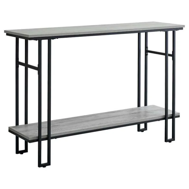Console table - h-frame sides / 1 shelf / rectangular - 48"l - grey wood-look - Monarch