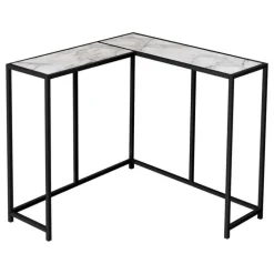 Console table - l-shaped / corner / metal frame - 36"l - white marble-look / - Monarch