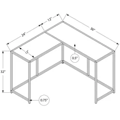 Console table - l-shaped / corner / metal frame - 36