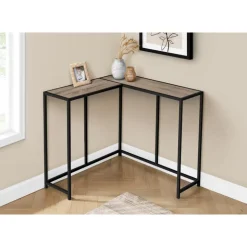 Console table - l-shaped / corner / metal frame - 36"l - dark taupe wood-look - Monarch